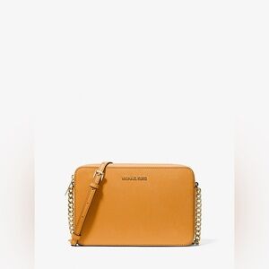 Michael Kors Jet Set Large Saffiano Leather Crossbody Bag in orange